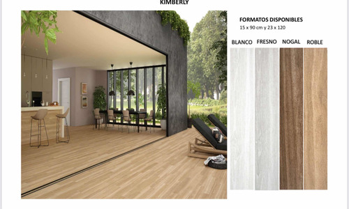 Porcelanato Tipo Madera Español Kimberly Blanco 15x90