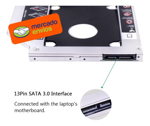 Imagen 4 de 9 de Caddy 2nd Disco Duro Hdd Ssd Sata Cd Dvd-rom Laptop 12.7mm