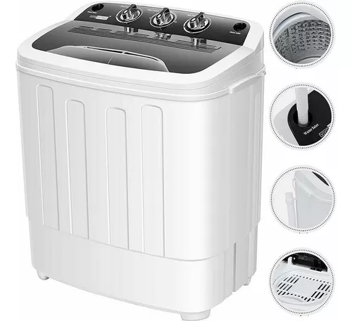 Lavadora portátil combo de lavadora y secadora 2 en 1 capacidad de 28  libras lavado de 10 libras centrifugado de 10 libras control de temporizador