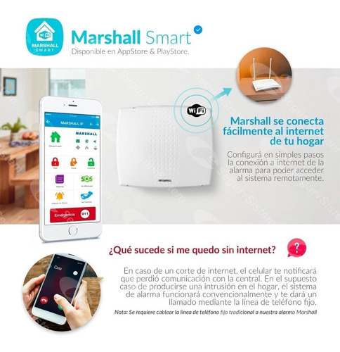 Kit Alarma Domiciliaria Inalámbrica Marshall Ip Wifi Sensor