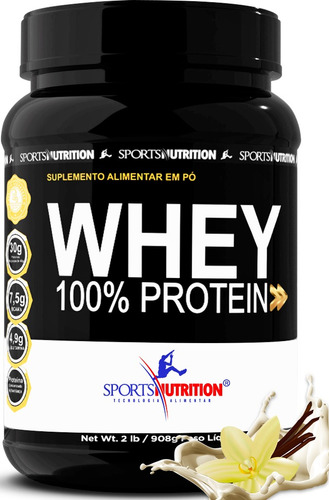 Whey Protein 100% Concentrada 30g De Proteína Por Dose 908g Sabor Baunilha