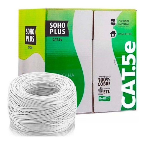 Kit 10 Un Cabo De Rede 1m Cat5e Furukawa Rj45 Branco Gigabit
