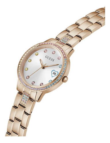 Reloj Guess Three Of Hearts Dama Oro Rosa Gw0657l3