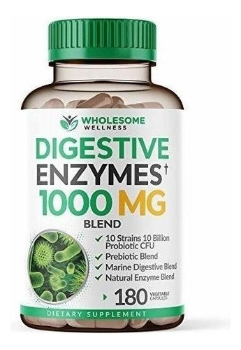 Enzimas Digestivas 1000mg Prebioticos Probioticos 180cap