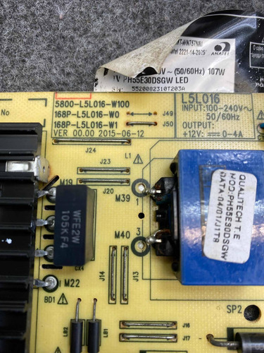 Placa Fonte Tv Philco Ph55e30dsgw (168p-l5l016-w1) (Usado)