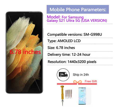 Pantalla Para Samsung S21 Ultra Lcd Display Amoled G998