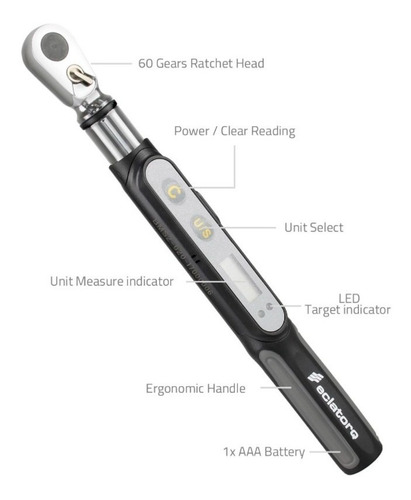 Imagem 2 de 6 de Torquimetro Digital Eclatorq - Torq Wrench 03-20 Nm 1/4 Bike