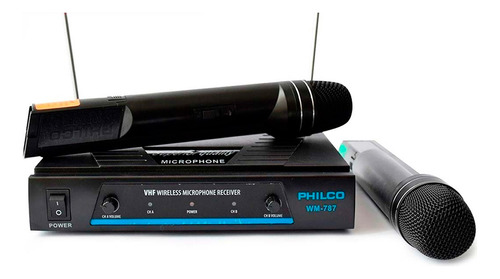 Kit De Dos Microfonos Inalambricos Receptor Vhf Philco Wm787