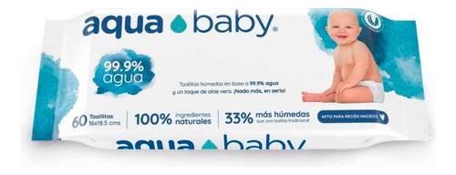 Toallitas Húmedas Aqua Baby 99.9% Agua 60 Unidades