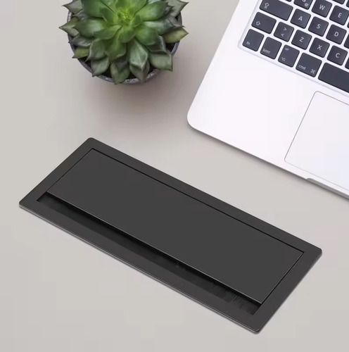 Pasacable Rectangular 13x30 Cm Aluminio Cierre Suave Inomax Color Negro