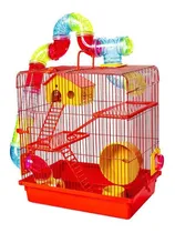 Comprar Gaiola Hamster Tubo Super Luxo Vermelha Labirinto 3 Andares