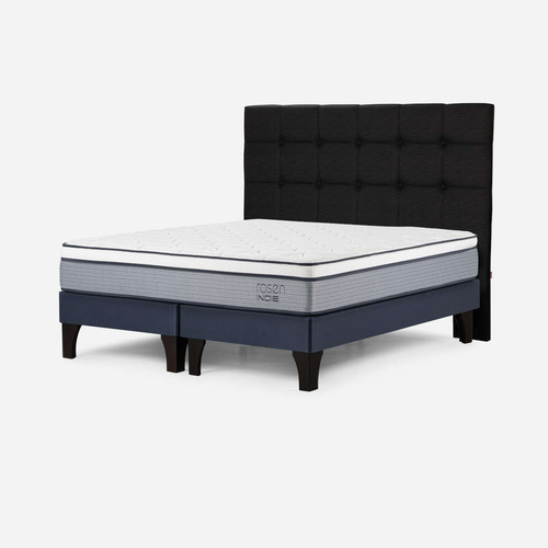 Cama Indie King Pata Madera Base D. + Respaldo Issey Grafito