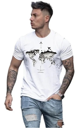 Remera De Hombre Entallada - Estampada - Modelo Travel