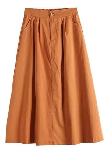 Falda Larga Halter Con Bolsillos Mujer Casual Moda Color