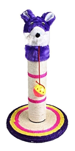 Brinquedo Arranhador Gatos Torre Sisal Pelúcia Roxa Com Bola