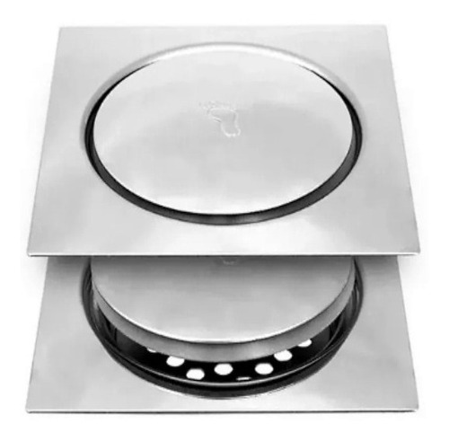 Ralo Inteligente Click Para Banheiro Quadrado 10x10 Cm Inox