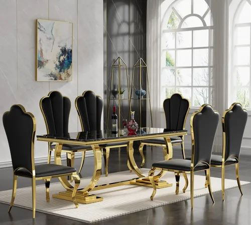 Pvillez Modern Faux Marble Dining Table Set For 6 Luxury Diseño De La ...