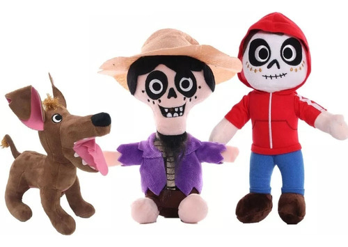 3pcs Pixar Coco Miguel Hector Dante Peluche Muñeca Regalo 