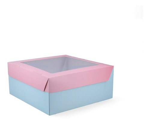 25 Cajas Con Visor Para Tortas Regalos (25x25x11cm) Bicolor