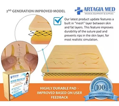Kit de práctica de sutura (48 unidades), kit de sutura para uso de  entrenamiento de estudiantes, kit completo de herramientas de entrenamiento  de