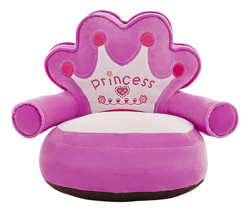 Sillón Puff Para Bebé Niña Corona Princesas Morado