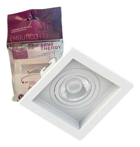 Kit 15x Spot Embutido Quadrado Par20 Recuado Save Energy Cor Branco