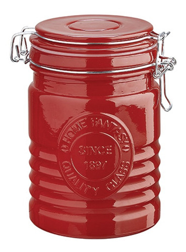 Pote Hermético Porta Mantimentos Vidro 650ml Vermelho