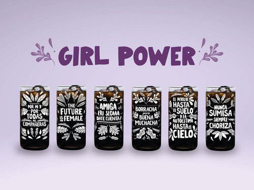 Vasos Feministas Girl Power Juego De 6 Vasos