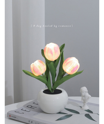 Lámpara De Noche Led Con Forma De Flor Simulada De Tulipán P