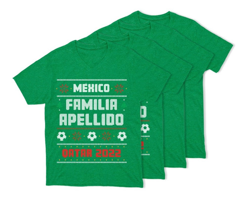 Kit 4 Playeras Personalizada - Familiar -méxico - Qatar 2022