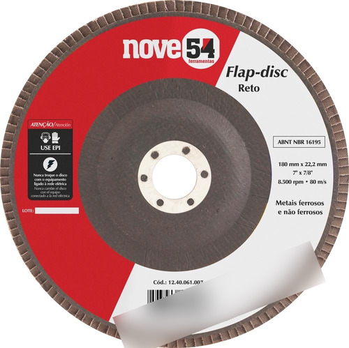 Flap Disc 7  G50 Costado Fibra Reto Para Aço Carbono - Nove5