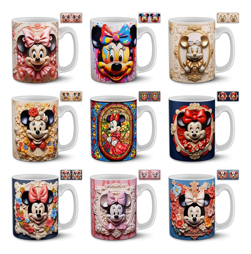 Plantillas Sublimar Tazas Minie Mouse 3d Y Vitrales +previas