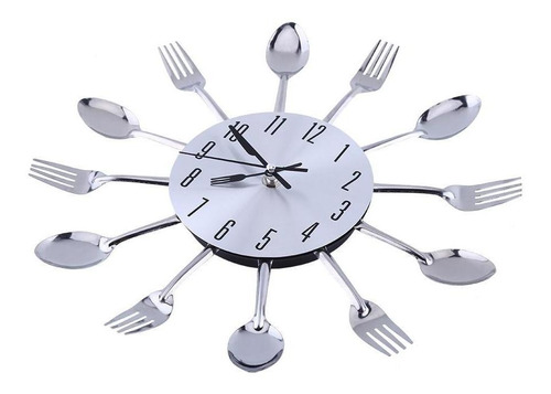 Imagen 6 de 7 de Cubiertos Reloj De Cocina Cuchara Tenedor Reloj De Pared Esp