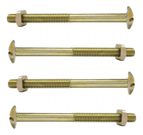 Kit 4 Parafuso Para Cama 5/16 X120mm Fenda E Porca Quadrada