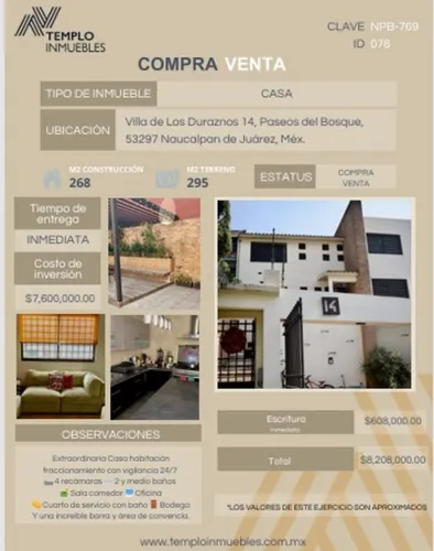 Casa En Venta Con Cualquier Tipo De Credito, Villa De Los Duraznos 14, Paseos Del Bosque, 53297 Naucalpan De Juárez, Méxirb.