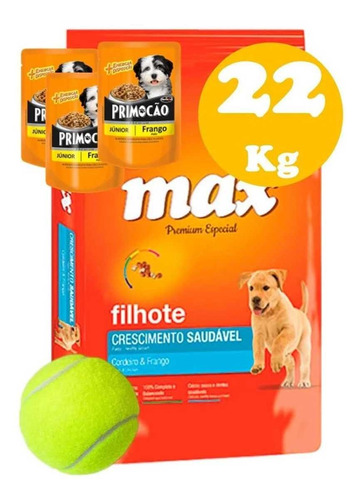 Max Cachorro Sabor Pollo 22kg +pelota+ 3 Pate