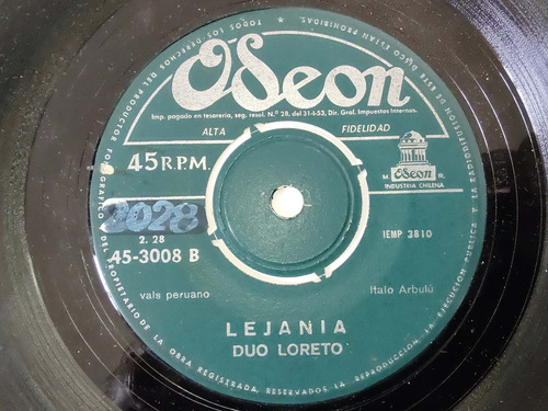 Vinilo Single De Duo Loreto -- Lejania ( A114