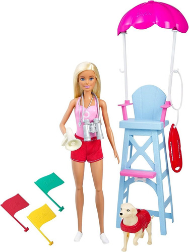 Barbie Salvavidas Con Mascota Y Accesorios