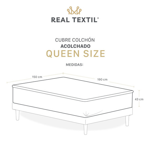 Protector Cubre Colchón Acolchado Queen Size Real Textil