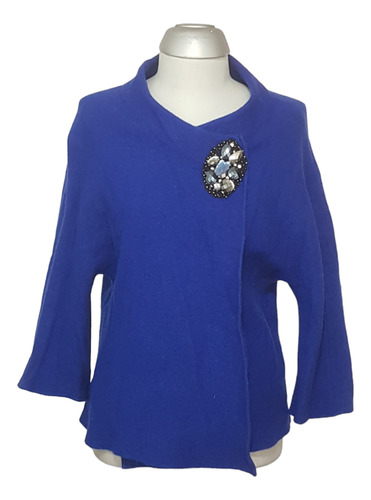 Blazer/bolero, Lana, Indigo/ Broche, Jm Collection, Talla L