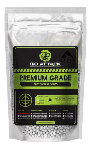 Munição Airsoft Bbs Bolinha Esfera Bio Attack Premium 0.20g