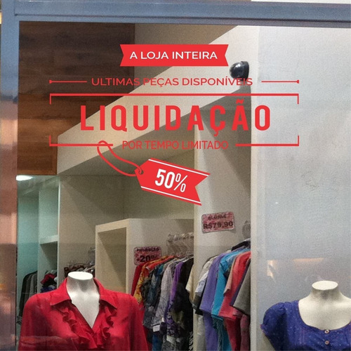  Adesivo Para Vitrine Loja Liquidação Desconto Cor Vermelho