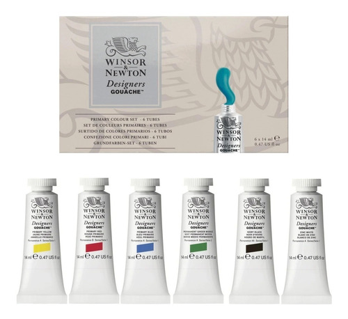 Winsor & Newton Gouache Colores Primarios Caja X 6