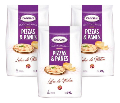 Premezcla Para Hornear Pan Pizza Sin Tacc Padoan De 500g X3