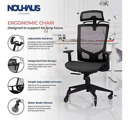 Nouhaus Ergotask/ergodraft Silla Ergonómica De Tarea/b. Color Black