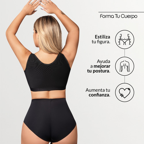 Faja Brasier Post Quirúrgico Con Realce Apoyo Postoperatorio Negro 38