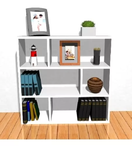 Mueble Biblioteca Cubo Con Estantes Minimalista En Melamina