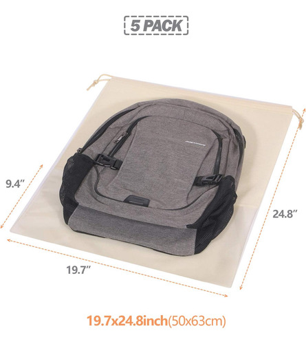 Paquete De 5 Bolsas Con Cordón A Prueba De Polvo, Fundas Gra