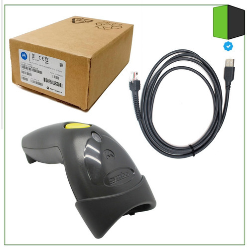Imagen 4 de 6 de Lector De Codigos Barras Laser Motorola Ls1203 Usb Con Base Color Negro
