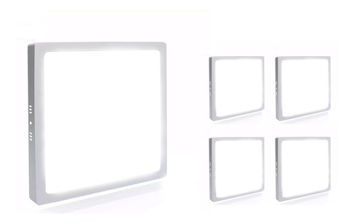 Kit 5 Painel Plafon Led 18w Branco Frio Quadrado Sobrepor